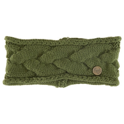 Large Cable Knit Headband Forest Green